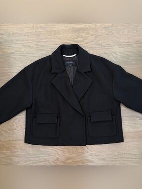 Pink Tartan Black Cropped Wool Blend Blazer Jacket